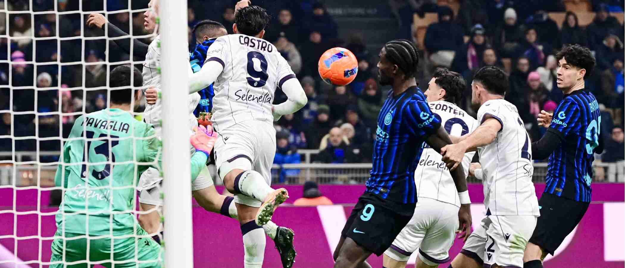 Marcus Thuram in Bologna's penalty box