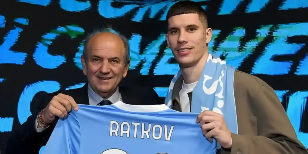 Petar Ratkov during his presentation as new Lazio player