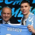 Petar Ratkov during his presentation as new Lazio player