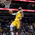 LeBron James dunking the ball