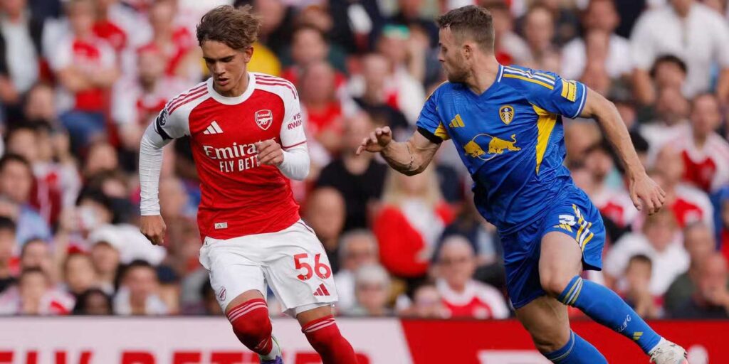 Arsenal teenager Max Dowman against Leeds