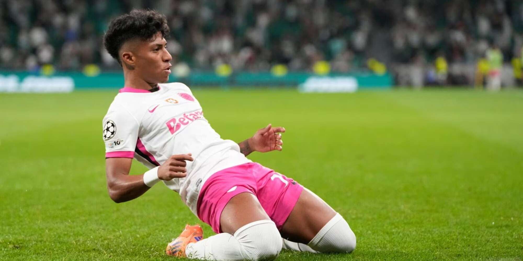 Alisson Santos celebrates after scoring a goal