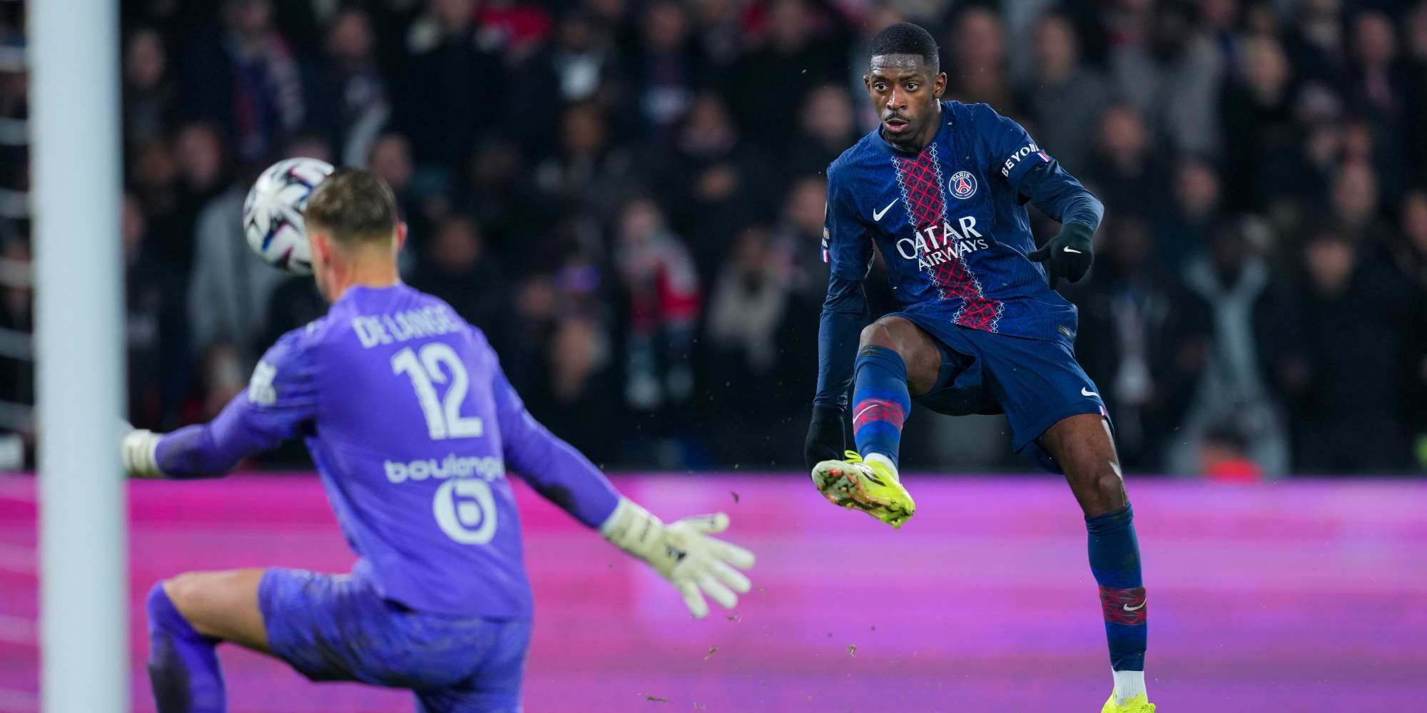 Ousmane Dembele scoring for PSG against Marseille