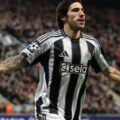 Newcastle midfielder Sandro Tonali celebrates after scoring maiden Champions League goal for Newcastle