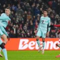 Sunderland player shooting towards Burnley's goal