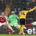 Udozie scores a stoppage time equaliser for Wolves against Arsenal