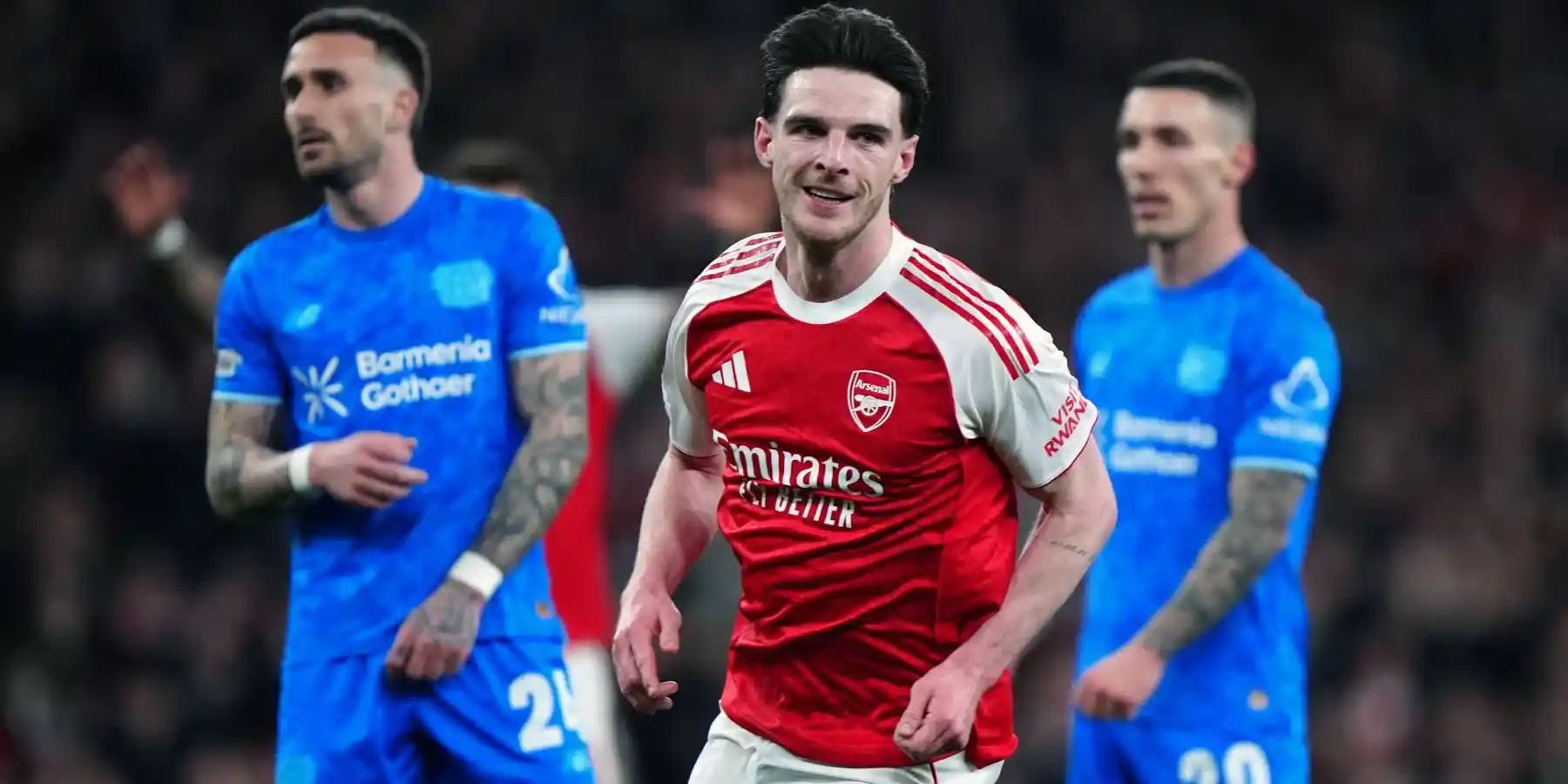 Declan Rice has just scored against Bayer Leverkusen