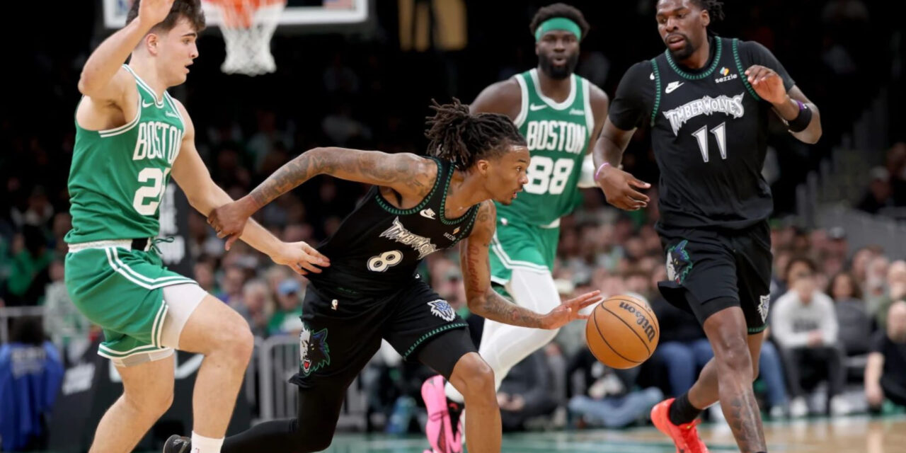 Bones Hyland dribbling the ball