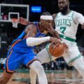 Jaylen Brown guarding Shai Gilgeous-Alexander