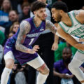 LaMelo Ball guarding Jayson Tatum
