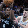 Jalen Duren attacking New Orleans Pelicans basket