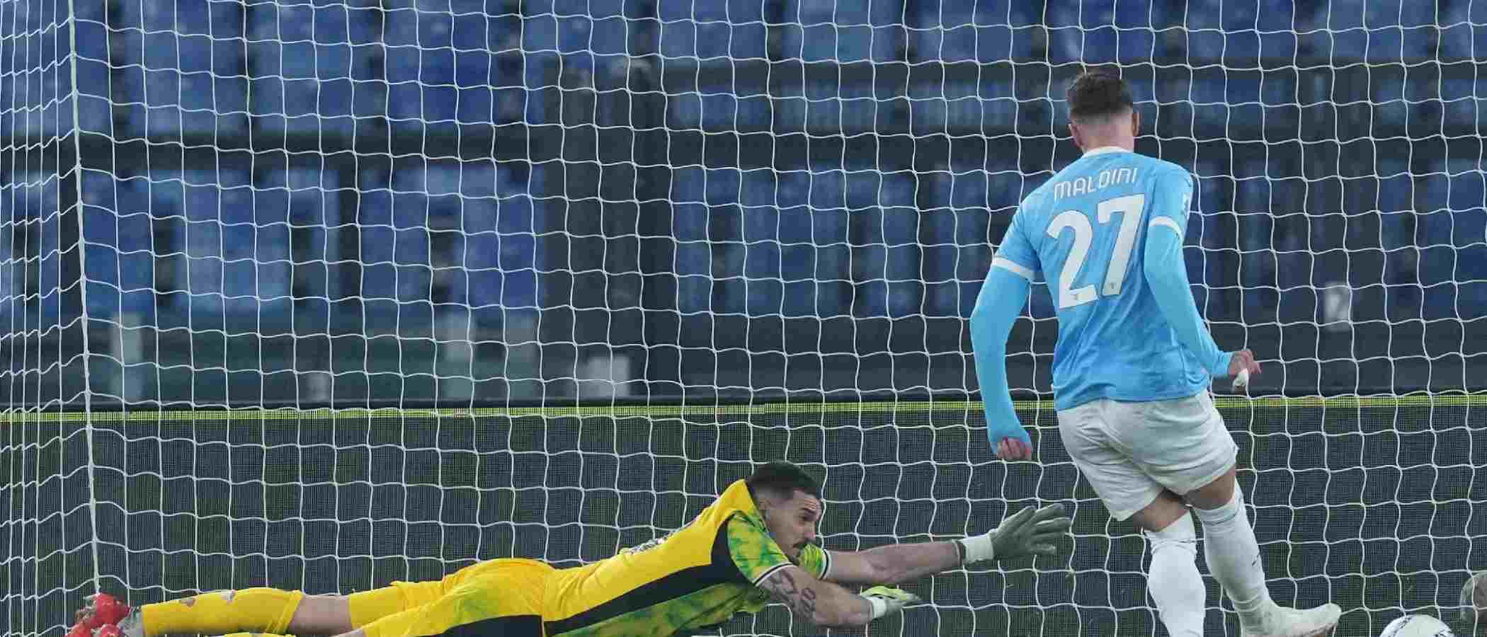 Daniel Maldini scores for Lazio against Sassuolo