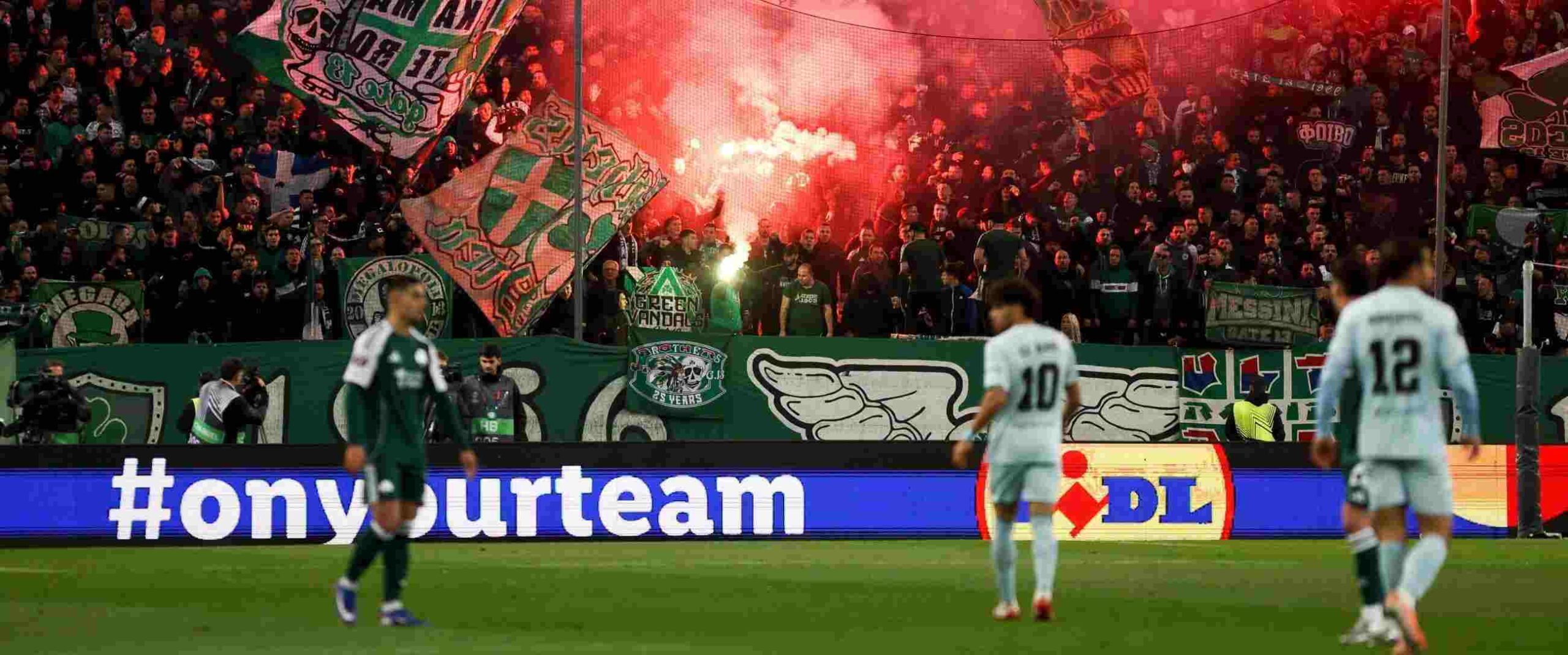 Atmosphere at the stands during the Europa League clash between Panathinaikos and Betis