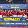 AZ players and staff celebrate after winning the Dutch Cup