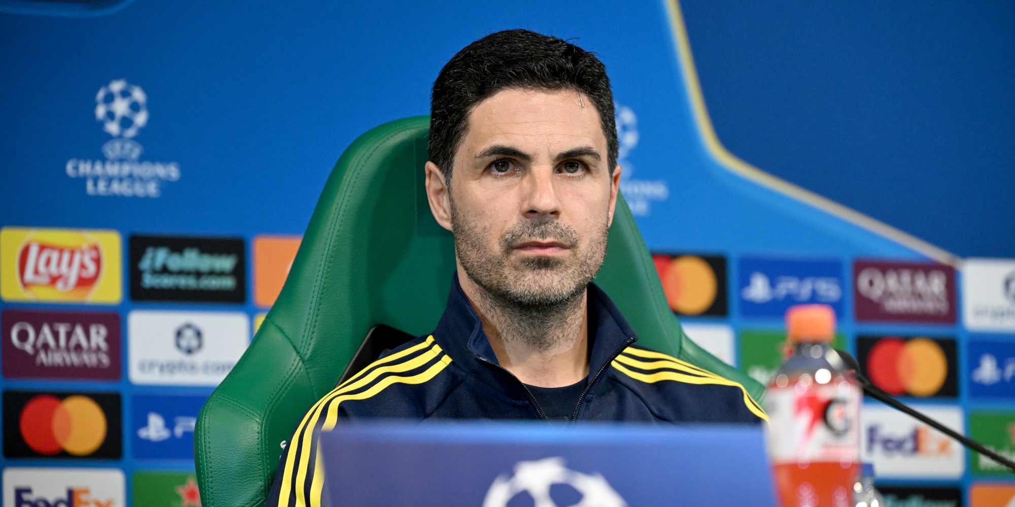 Arsenal manage Mikel Arteta at a press conference