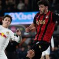 Bournemouth and Leeds players in a battle for the ball