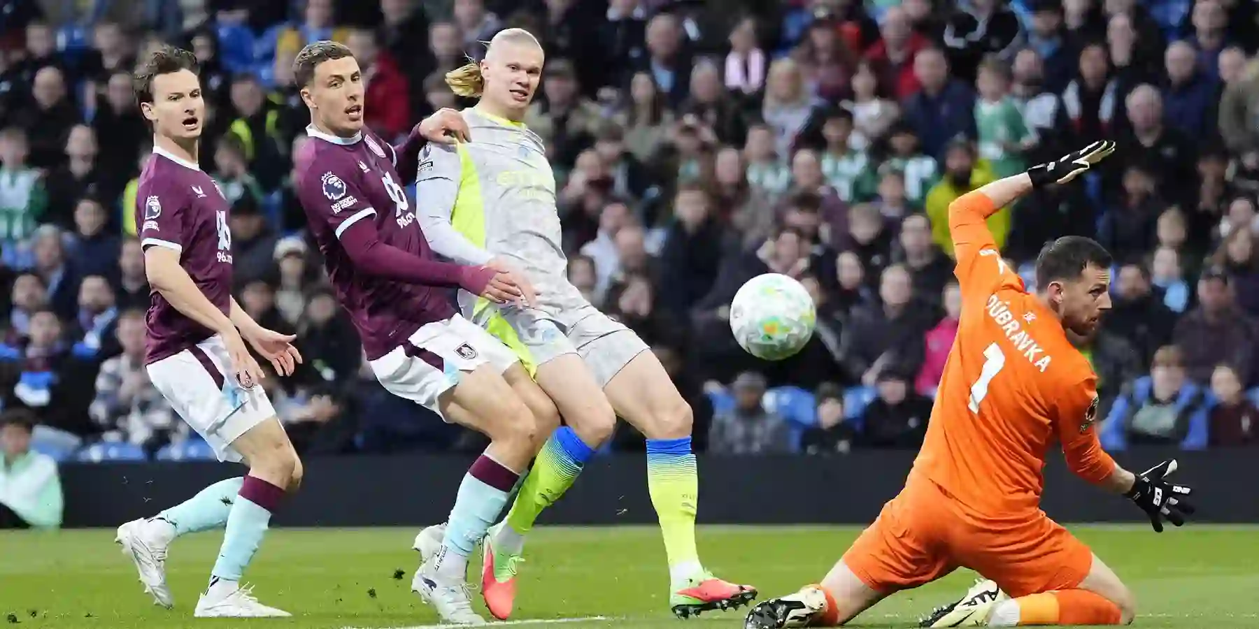 Erling Haaland scores against Burnley