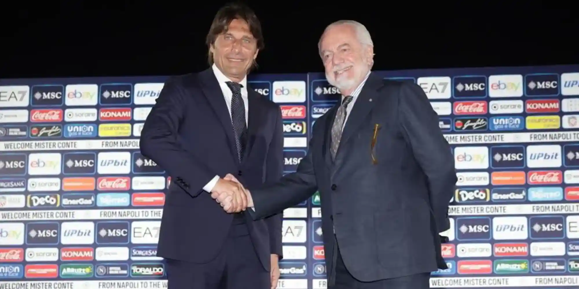 Napoli head coach Antonio Conte and club president Aurelioo De Laurentiis