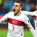 Kerem Aktürkoğlu and Arda Guler celebrate after Turkiye has scored against Kosovo