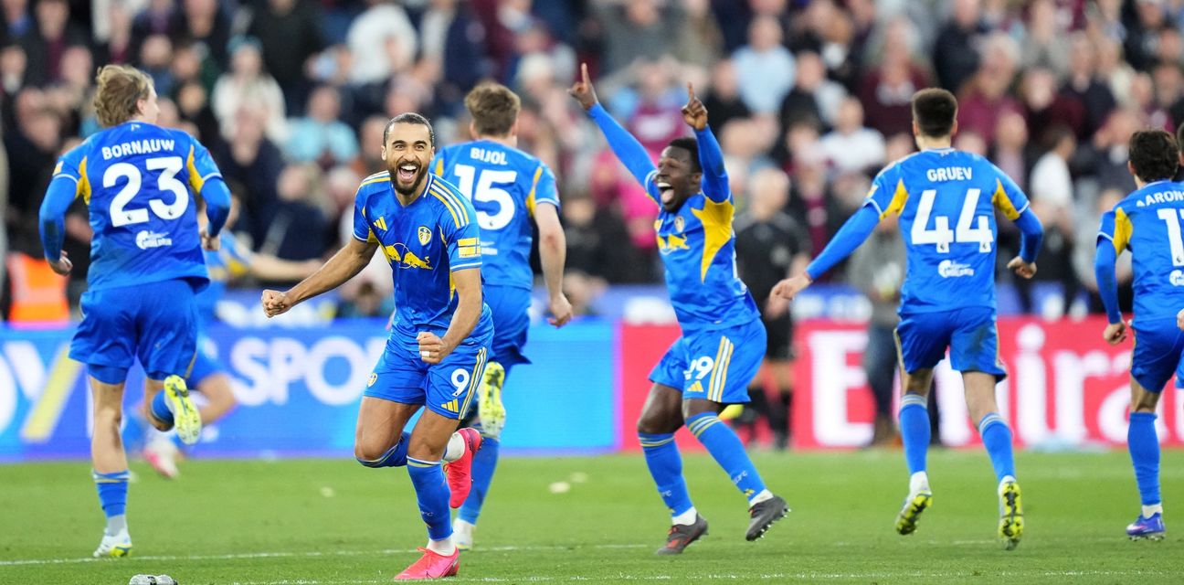 Leeds United players celebrate after qualifying for FA Cup semi-finals