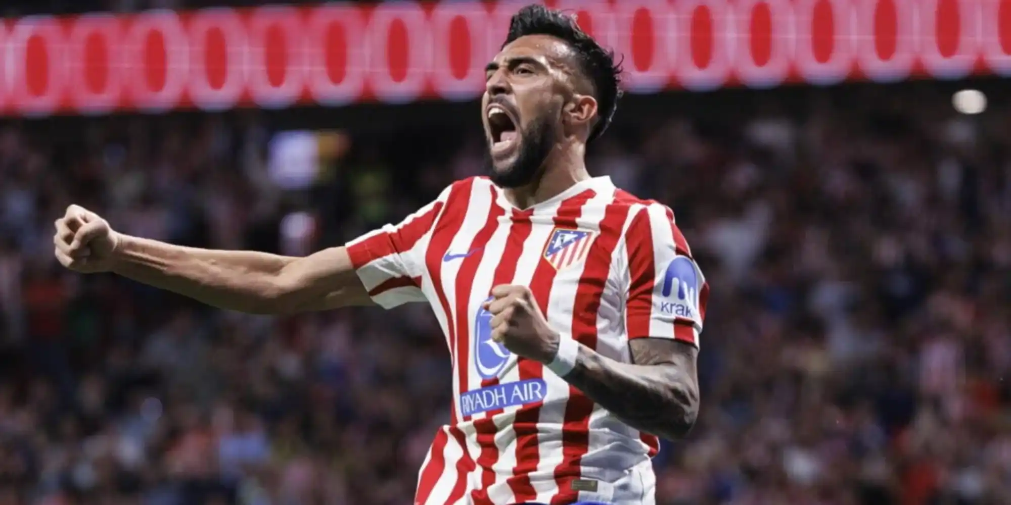 Nico Gonzalez celebrates after scoring for Atletico Madrid
