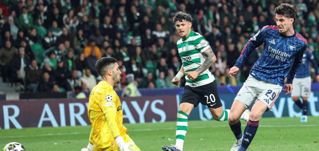Kai Havertz scoring for Arsenal against Sporting