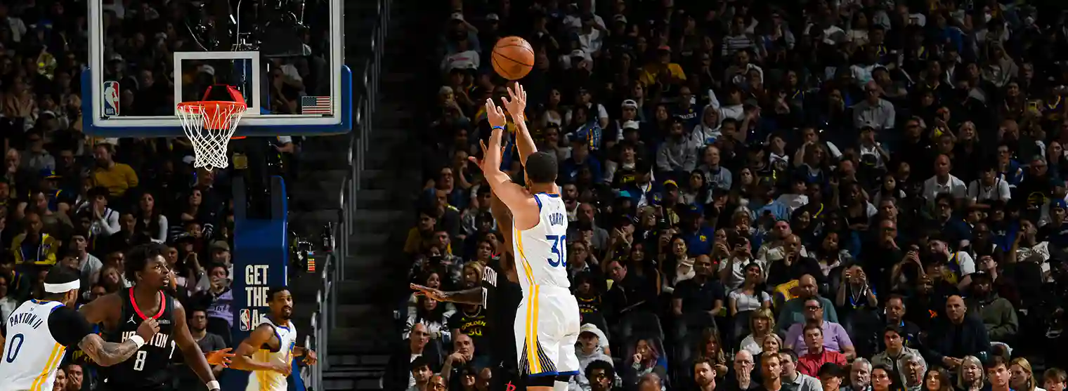 Steph Curry shoots from deep in his return from injury