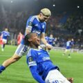 Strasbourg players celebrate after scoring against Mainz