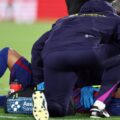 Lamine Yamal lying on the pitch with an injury