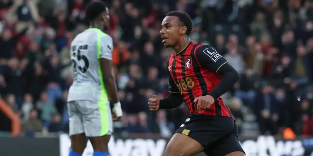 Eli Kroupi has just scored for Bournemouth against Manchester City