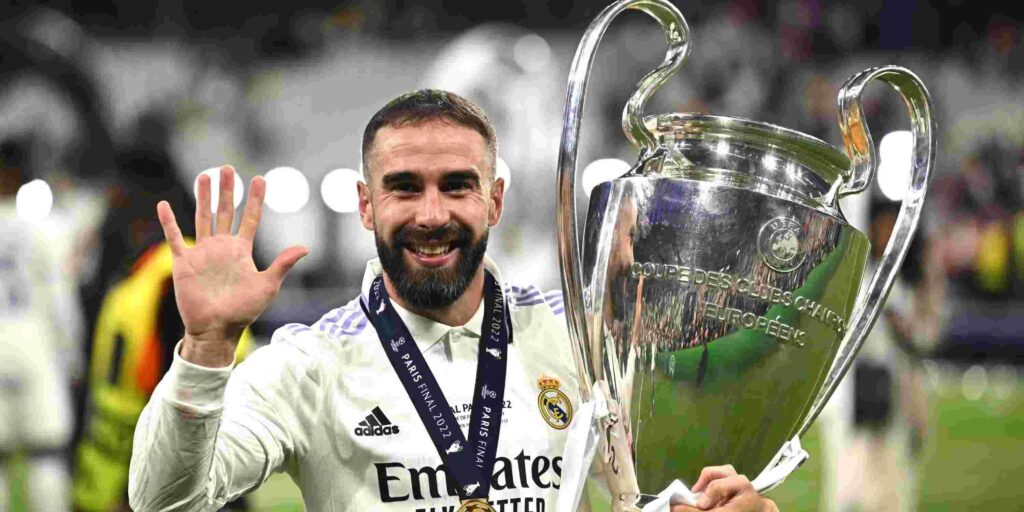 Daniel Carvajal with the Champions League trophy