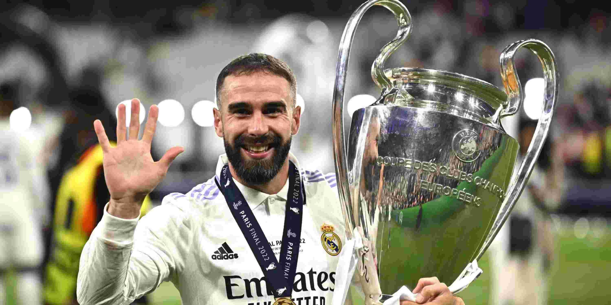Daniel Carvajal with the Champions League trophy