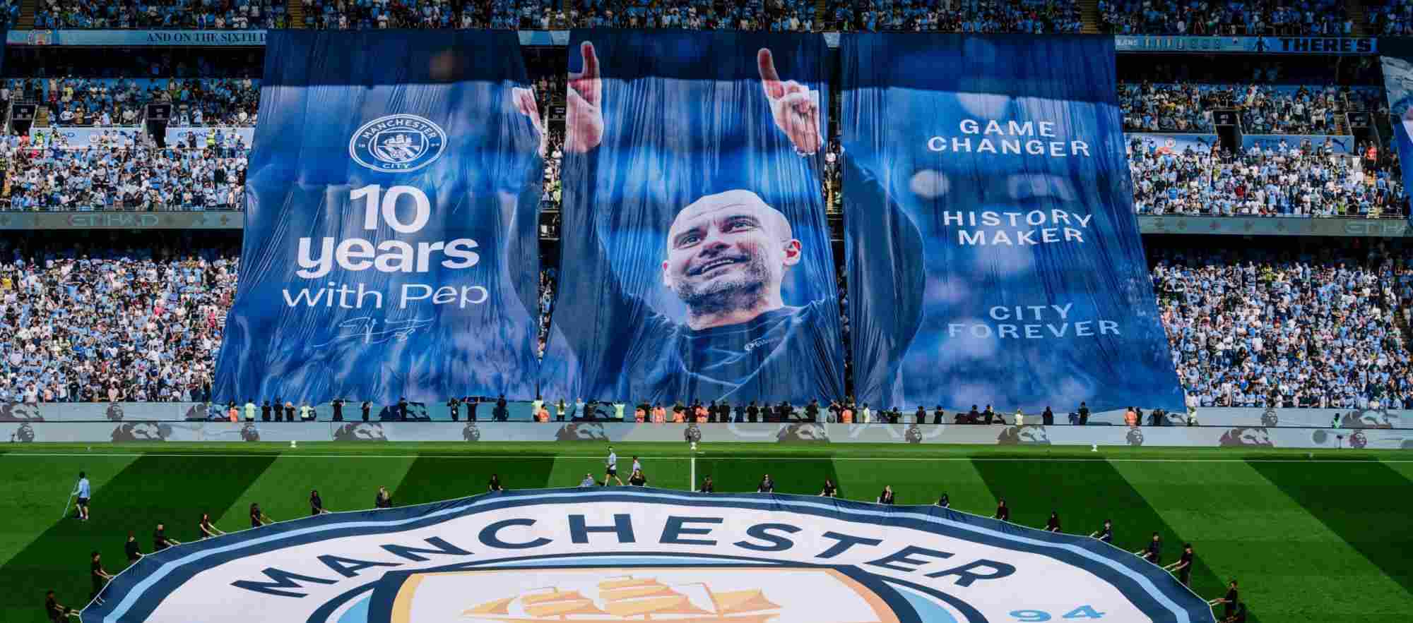 Manchester City fans with farewell to Pep Guardiola