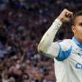 Mason Greenwood punches the air after scoring against Le Havre