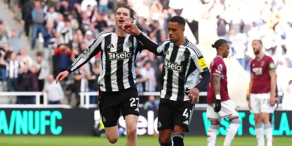 Nick Woltemade celebrates after scoring against West Ham
