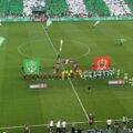The teams of St Etienne and OGC Nice before their Ligue 1 playoff game