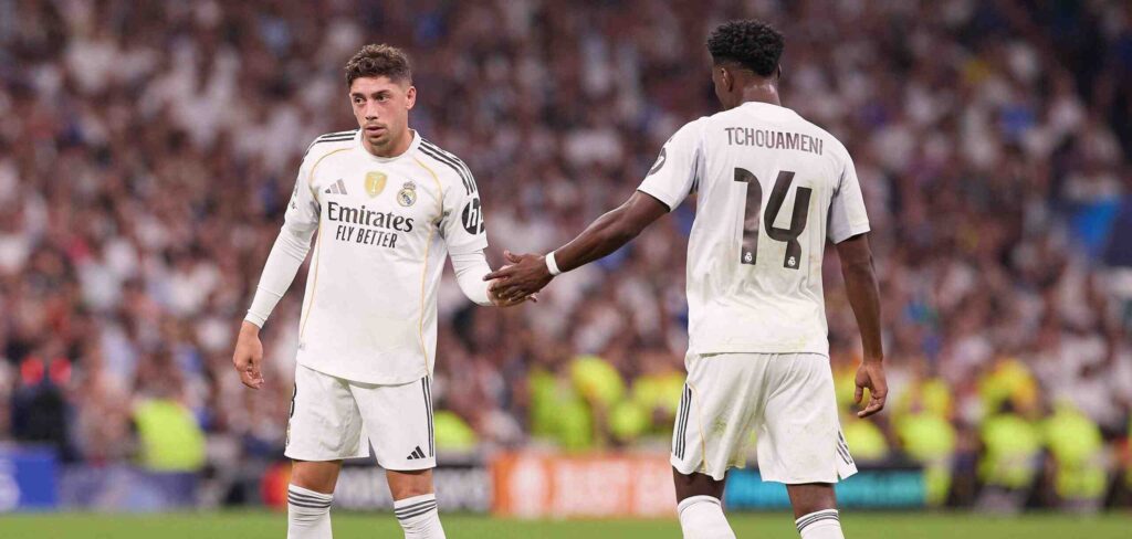 Real Madrid midfielders Federico Valverde and Aurelien Tchouameni