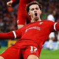 Curtis Jones celebrates after scoring for Liverpool