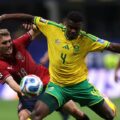 Czech and South African players in a battle for the ball