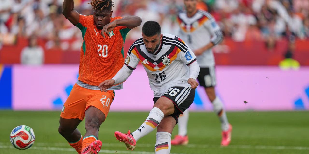 Deniz Undav shoots at Cote d'Ivoire goal
