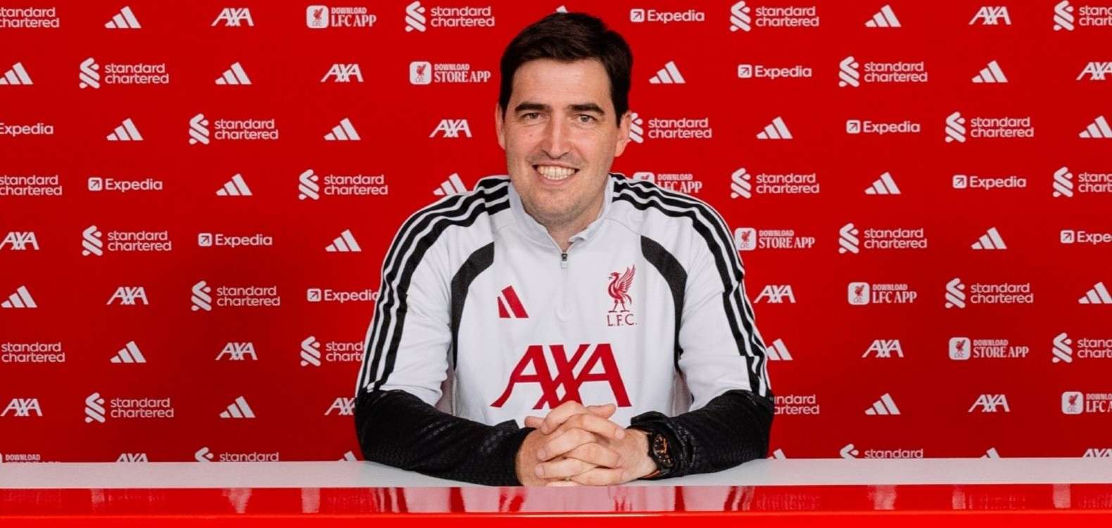 Andoni Iraola during his presentation as new Liverpool head coach