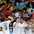 Iraq players celebrate after equalizing against Spain