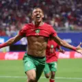Morocco player celebrate after scoring against Haiti