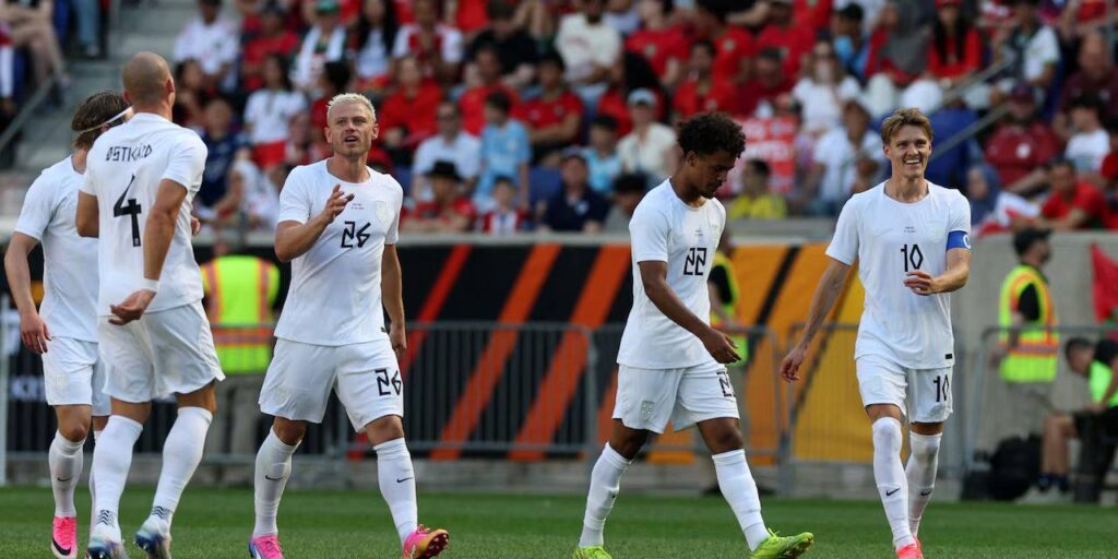 Norway players during the friendly match against Morocco