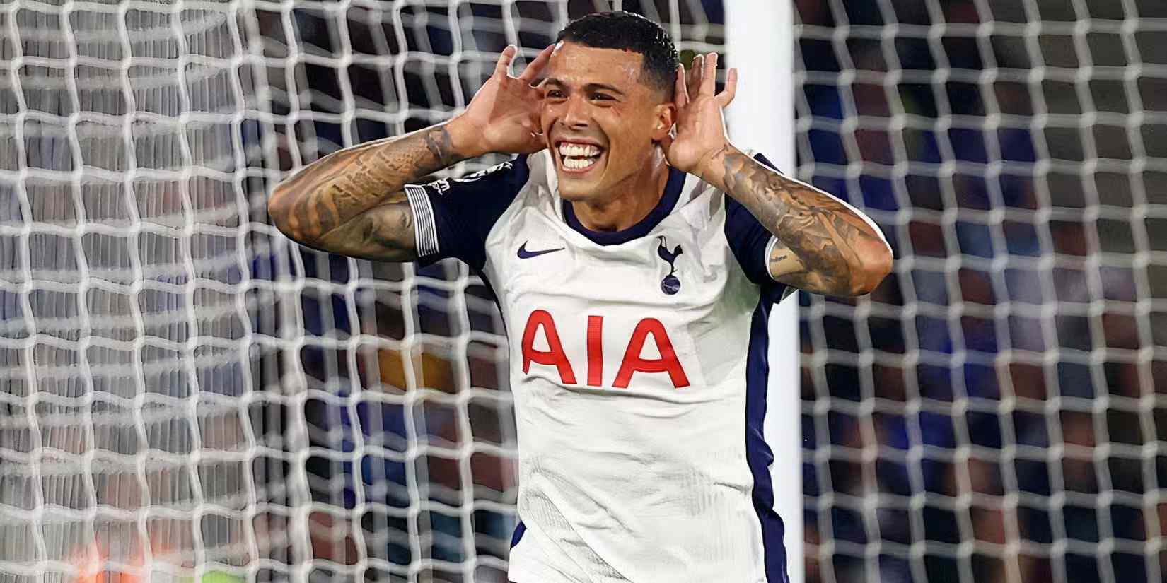 Pedro Porro celebrates after scoring a goal
