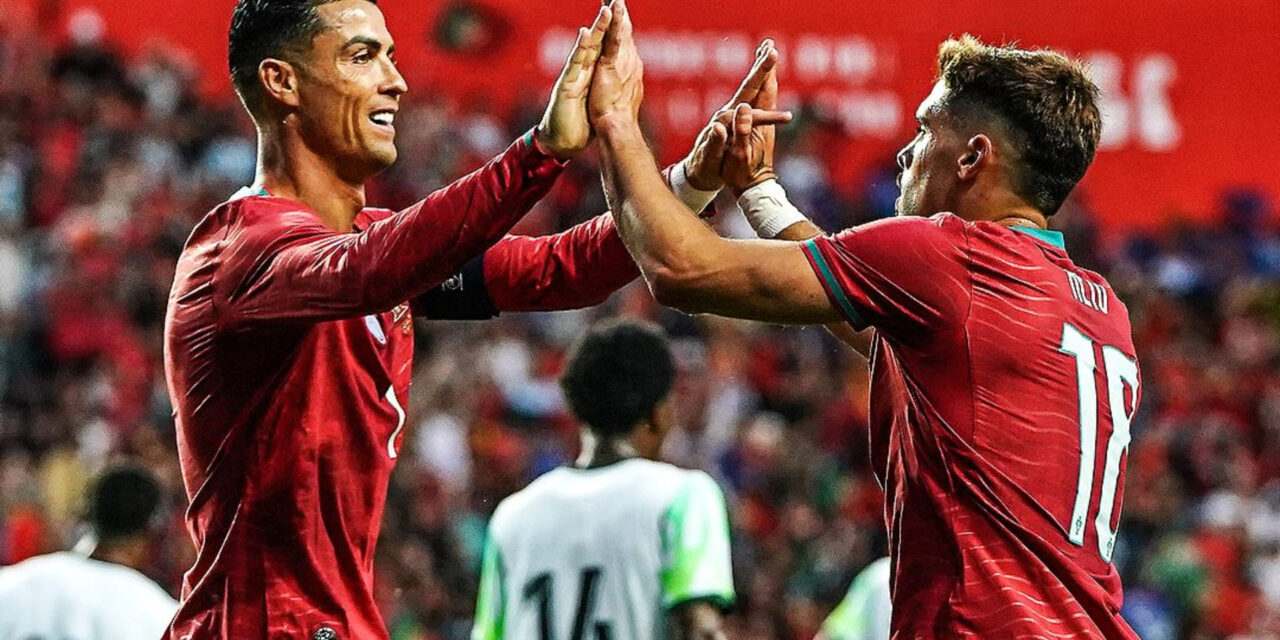 Cristiano Ronaldo and Pedro Neto
