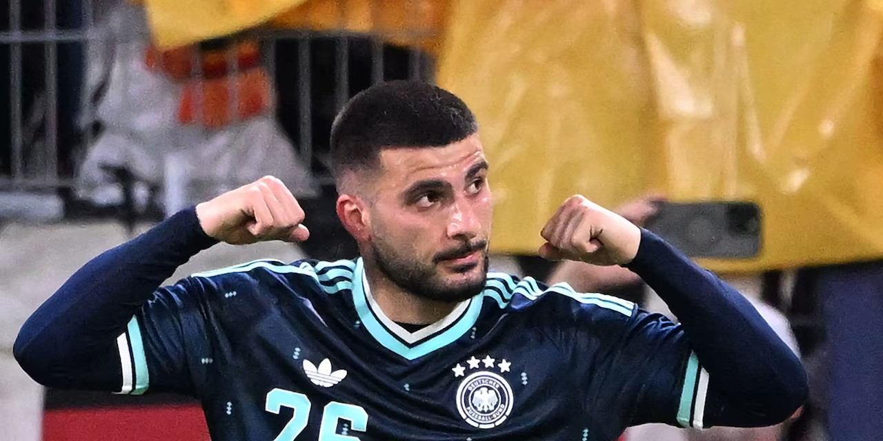 Deniz Undav celebrates after scoring for Germany