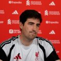 Liverpool head coach Andoni Iraola during a press conference