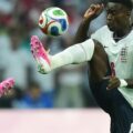 England defender Marc Guehi in a tackle for the ball