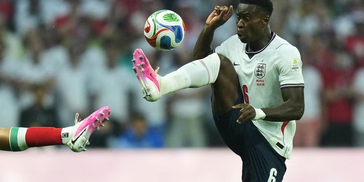 England defender Marc Guehi in a tackle for the ball